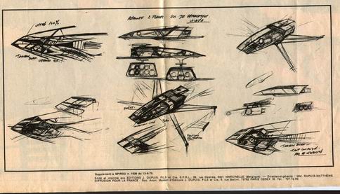 Des croquis des vaisseaux spatiaux